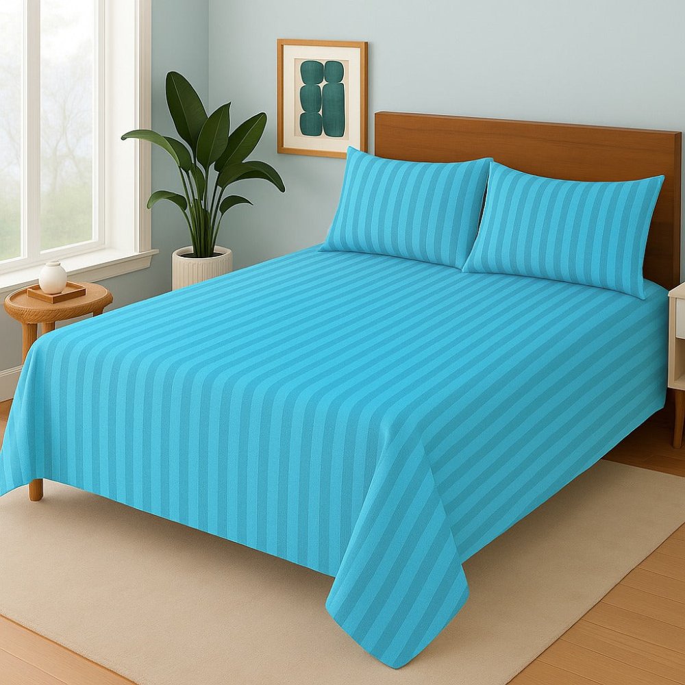 Sky Blue Stripe - Bedsheet Set - Zaraish.com