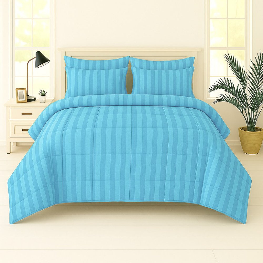 Sky Blue Stripe - WINTER RAZAI Set (HEAVY FILLING) - Zaraish.com