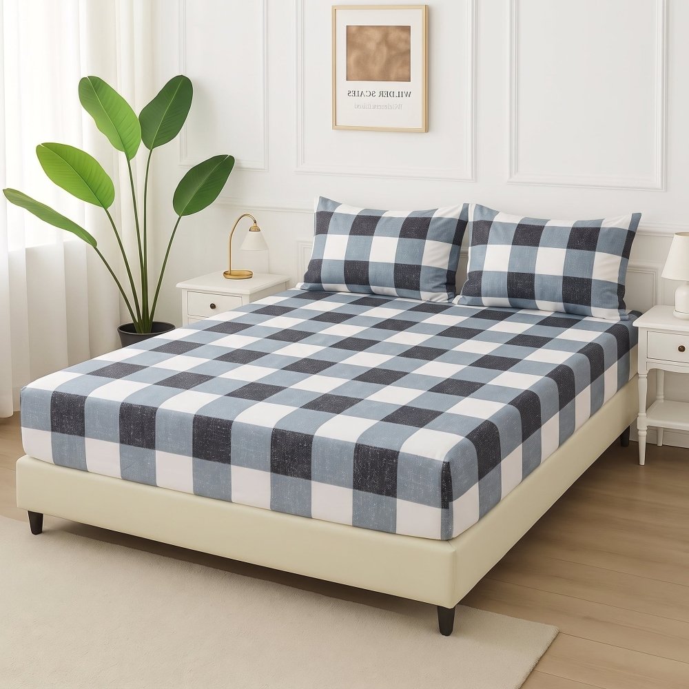 Slate Check - Fitted Bedsheet Set - Zaraish.com