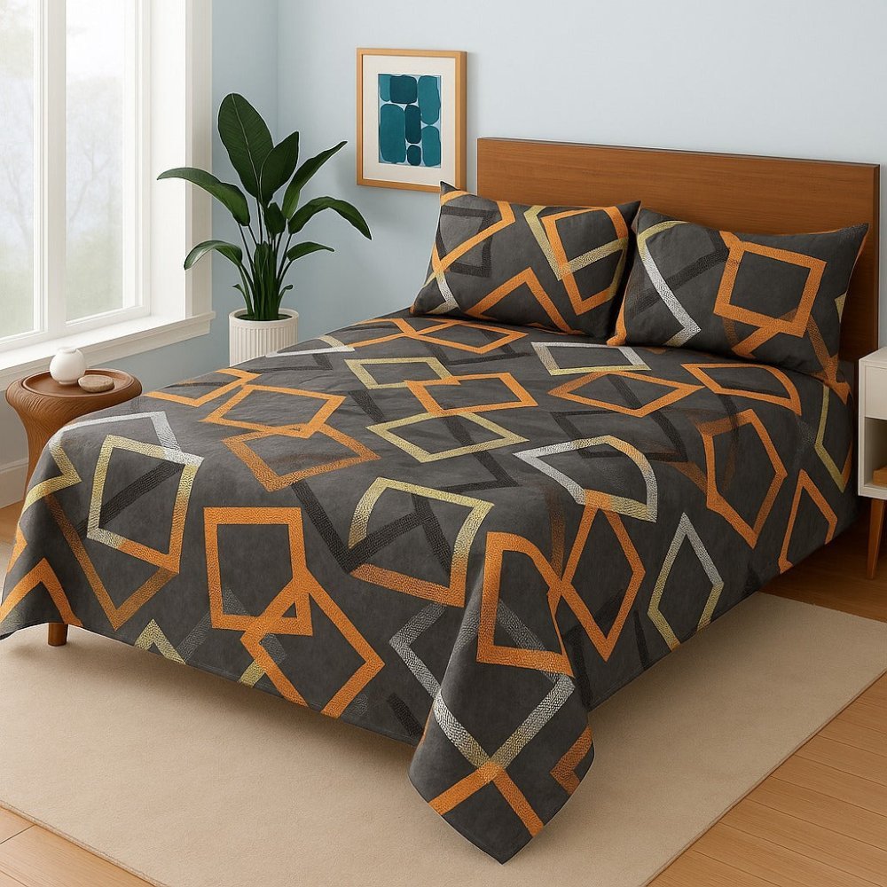 Square Grey Bedspread - 6 Pcs - Zaraish.com