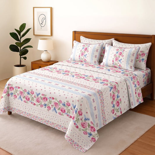 Summer Harmony - Bedsheet With 4 Pillow Covers - Zaraish.com