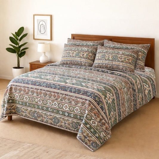 TUKRI PYRAMID - Bedsheet With 4 Pillow Covers - Zaraish.com