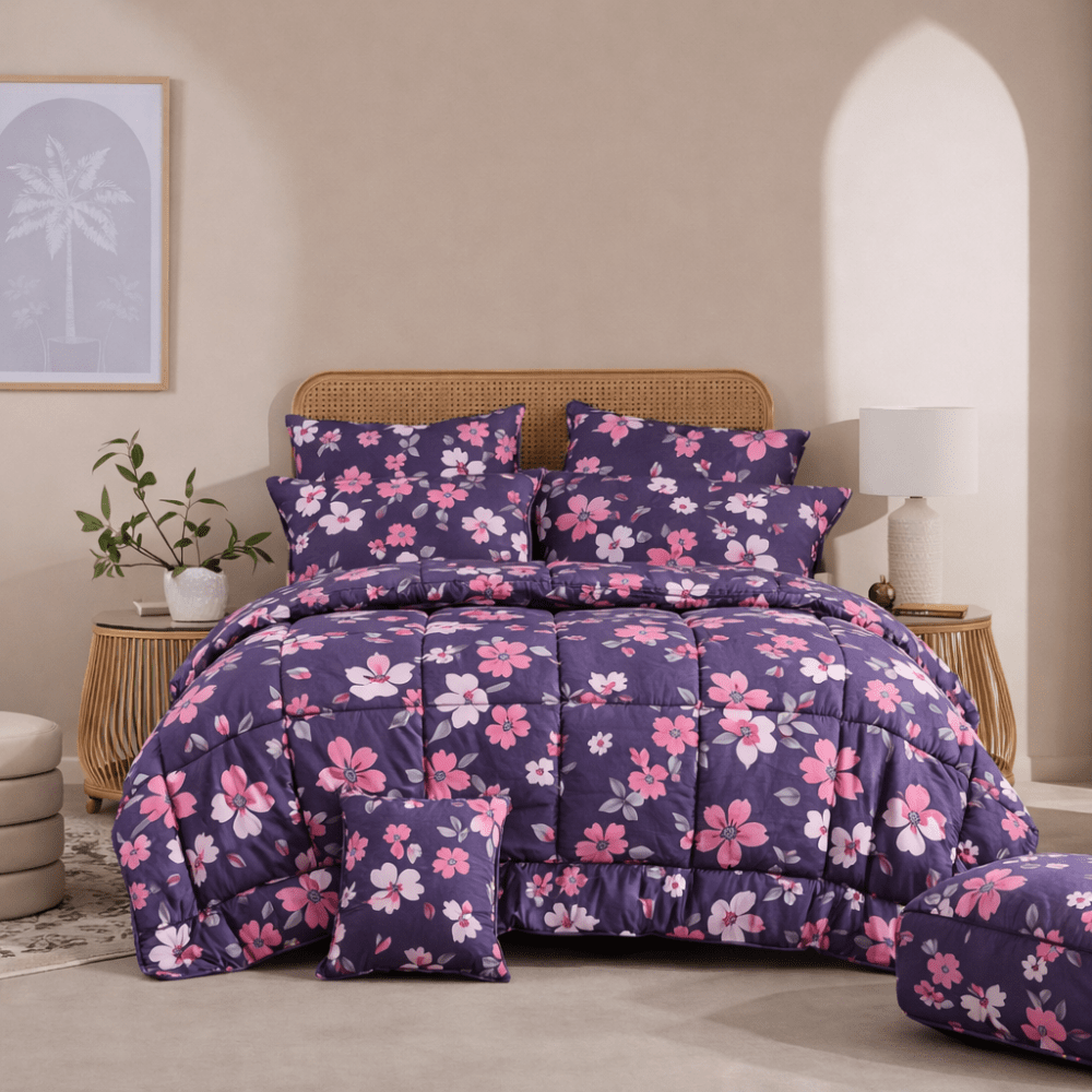 TULIP FLOWER - 7pcs PREMIUM Summer Comforter Set (Light Filling) - Zaraish.com