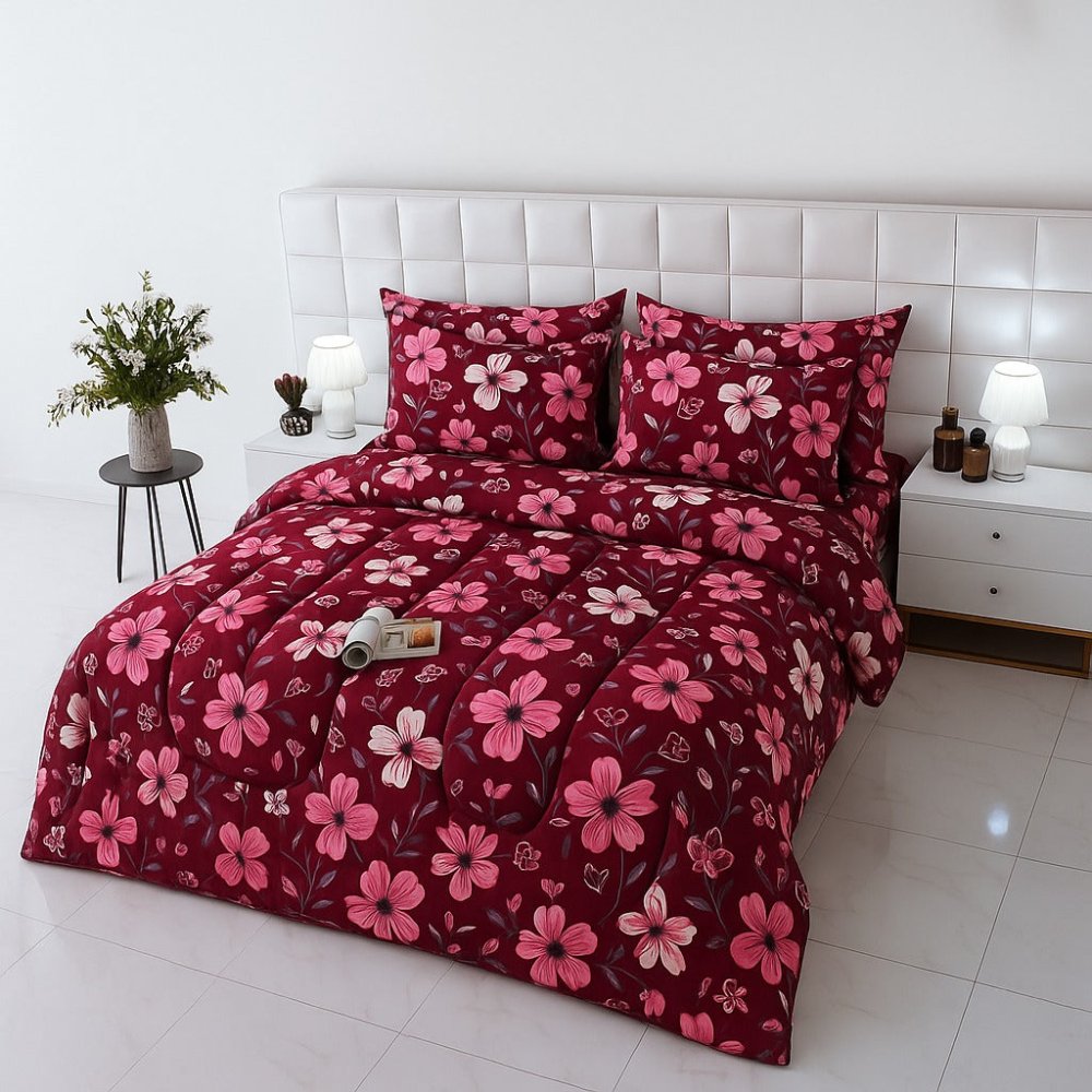 TULIP RED - WINTER RAZAI Set (HEAVY FILLING) - Zaraish.com