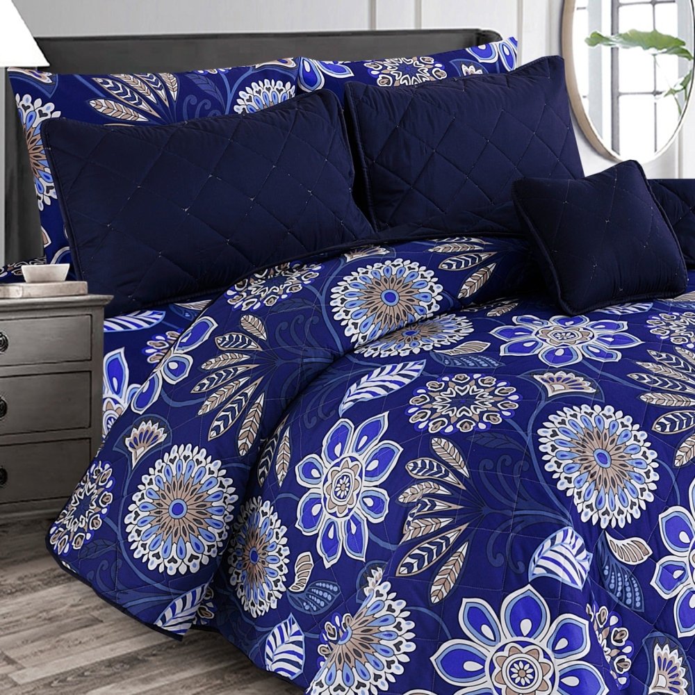 Turkish Blue - 7pcs PREMIUM Summer Comforter Set (Light Filling) - Zaraish.com