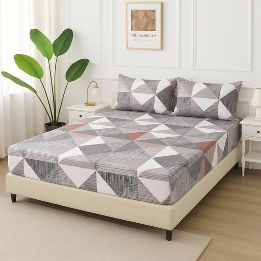 Urban Grey Geometric - Fitted Bedsheet Set - Zaraish.com
