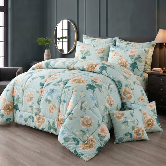Verdant Bloom -8 pcs WINTER RAZAI Set (HEAVY FILLING) - Zaraish.com