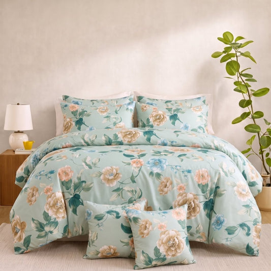 Verdant Bloom - 8pcs Quilt Cover Set (Without Filling) - Zaraish.com
