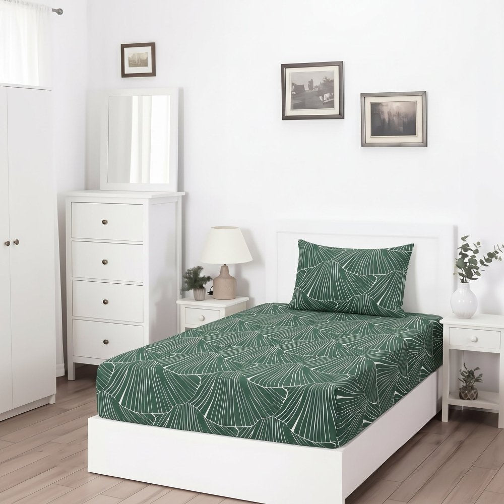 Verdant Fan - SINGLE Fitted Bedsheet Set - Zaraish.com