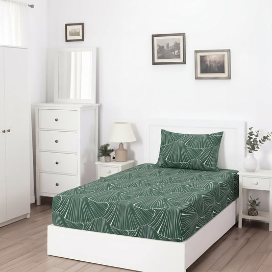 Verdant Fan - SINGLE Fitted Bedsheet Set - Zaraish.com