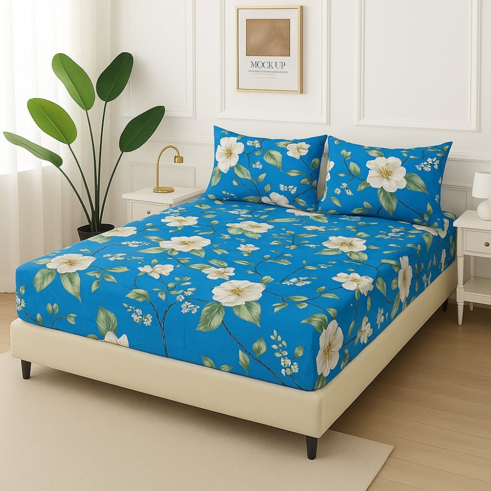 White Flower - Fitted Bedsheet Set - Zaraish.com