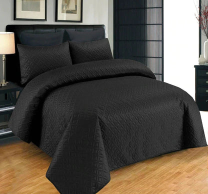 BEDSPREAD Set (Light Filling) - Dark Black Plain