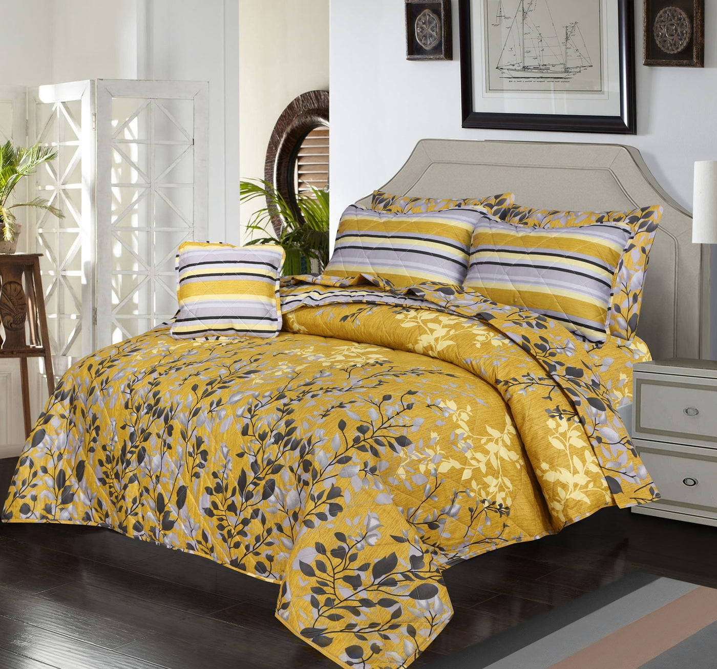 Yellow Tulip-Summer Comforter Set (Light Filling)