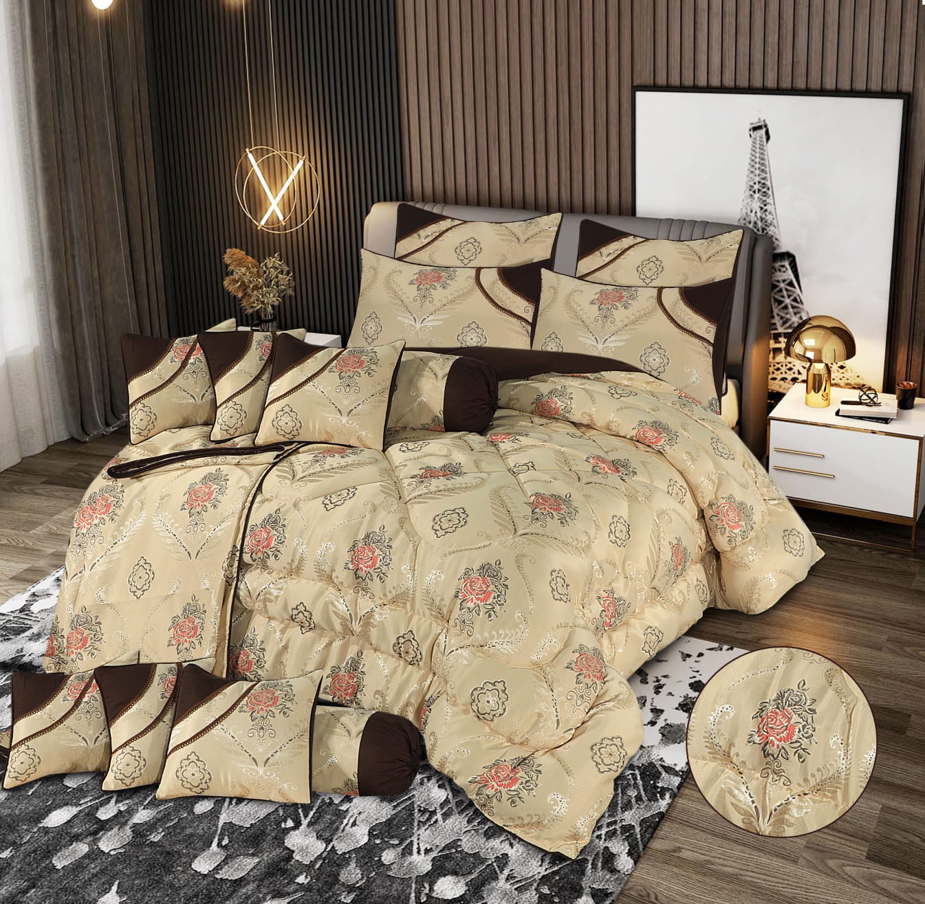 MILKI Luxury Bridal Comforter SET- 14 Pcs Set