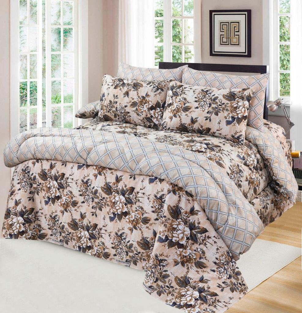 Brown Flower-6PCS  Summer Comforter Set (Light Filling)