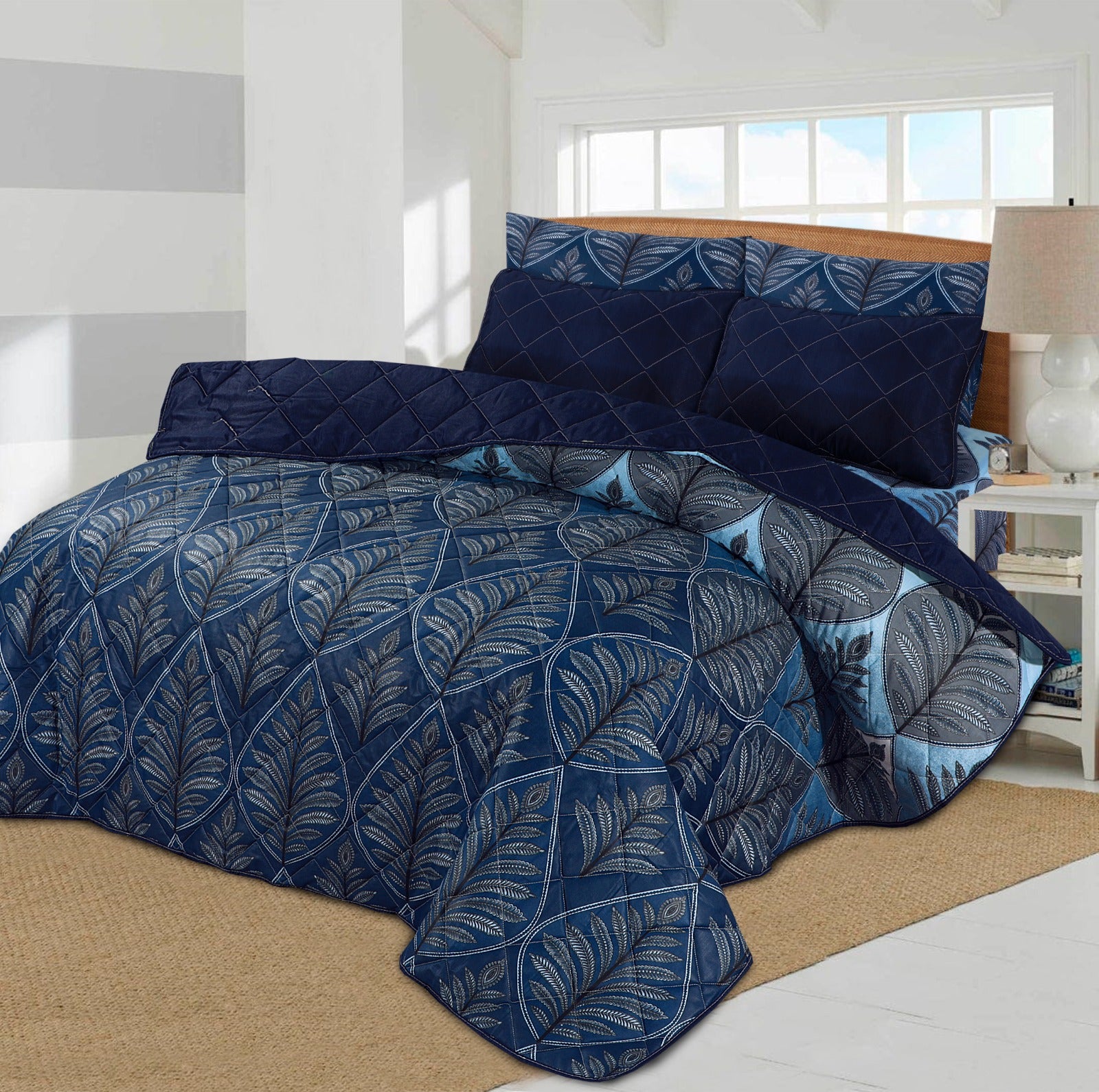 BLUE PAN-6PCS  Summer Comforter Set (Light Filling)