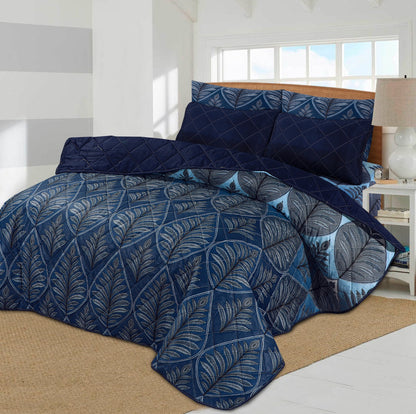 7pcs Summer Comforter Set (Light Filling) - Blue Pan