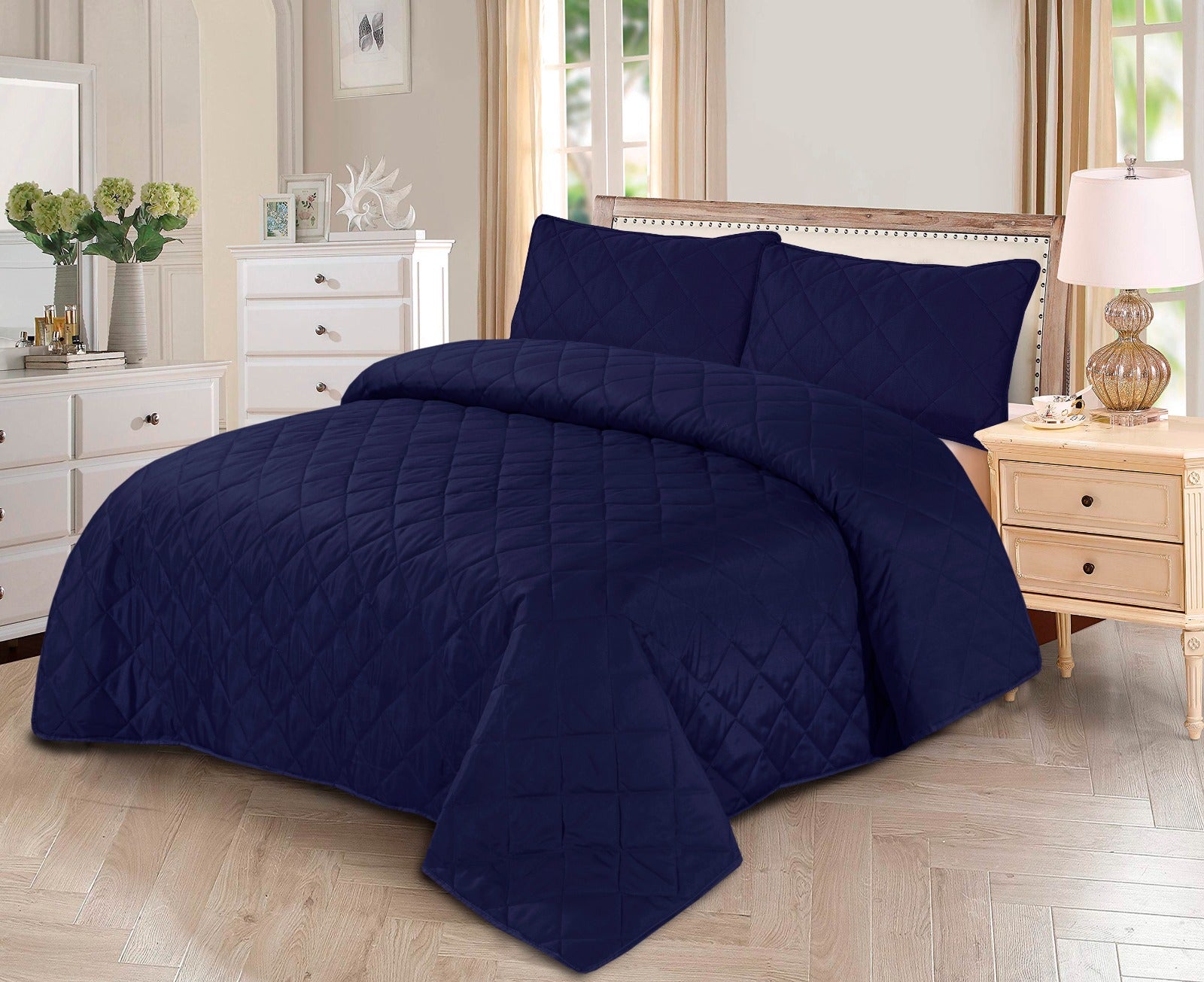 Blue Plain- Summer Comforter Set (Light Filling)
