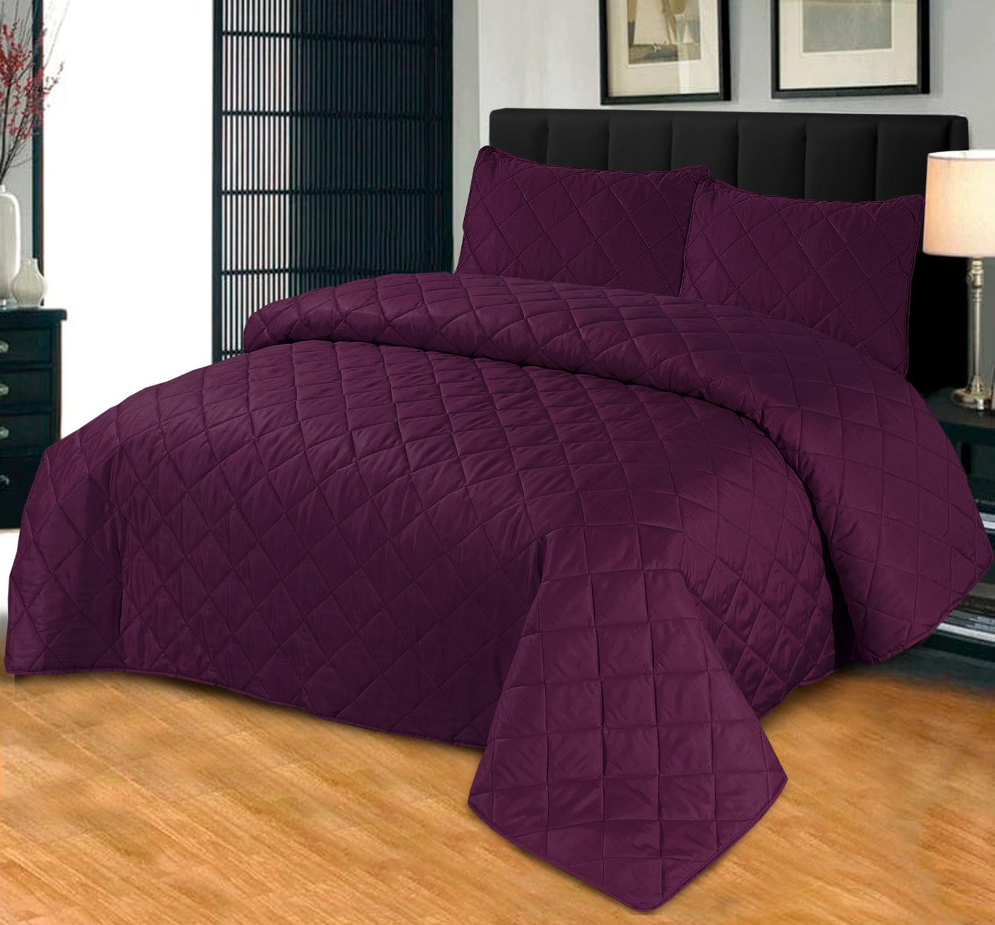 Purple Plain- 3 PCS Summer Comforter Set (Light Filling)