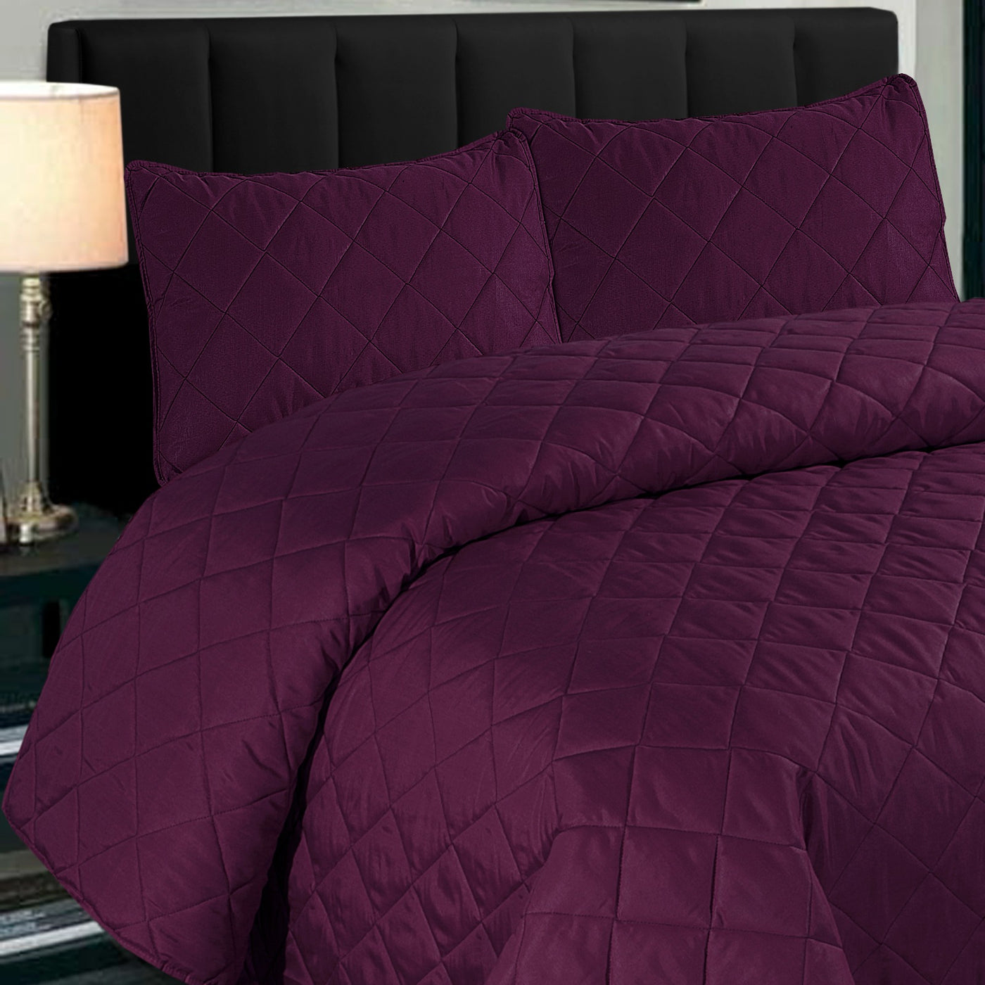 Purple Plain- 3 PCS Summer Comforter Set (Light Filling)