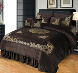 Emboss Velvet Bridal Bed Set With Aplic Work 9 Piece