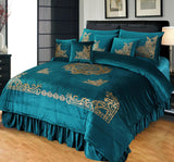 Ninja Emboss Velvet Bridal Bed Set With Aplic Work 9 Piece