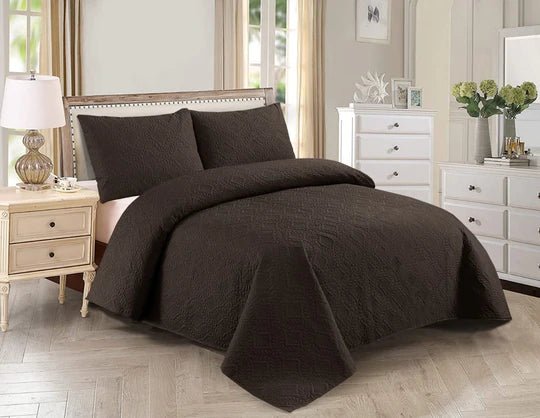 Chocolate - 3pcs Bedspread Set - Zaraish.com