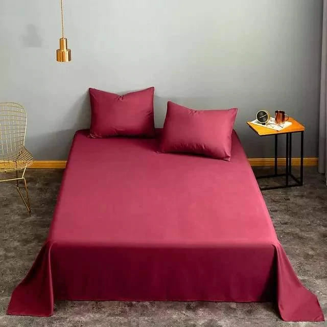 Plain Maroon Premium Cotton Bed Sheet Set