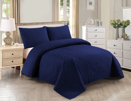 BEDSPREAD Set (Light Filling) - Dark Blue Plain